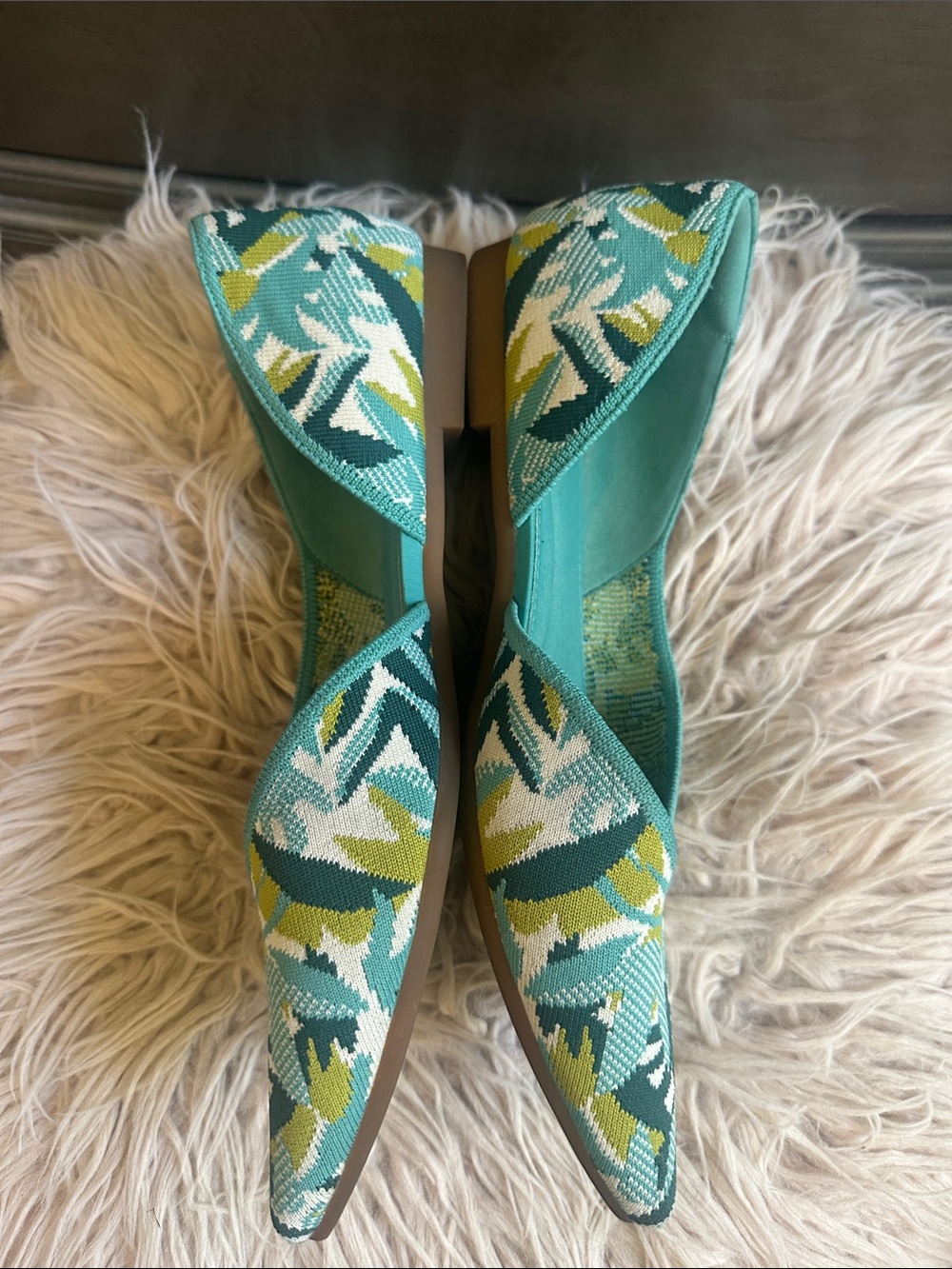 VIVAIA Teal Floral Knit Pointed Flats - Teal - Picture 3 of 6